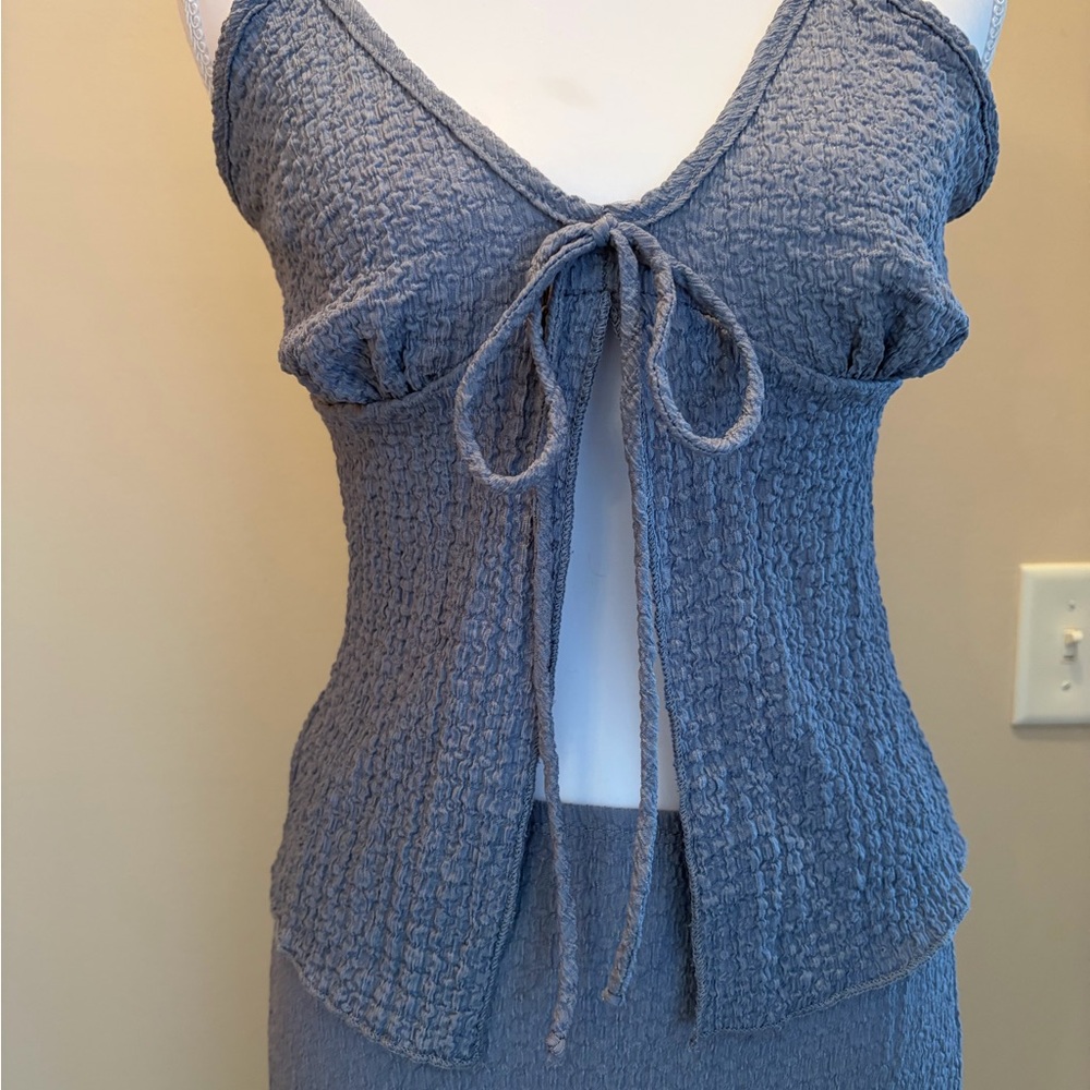 #189 NWT, Adorable See You Monday Blue Knit Skirt Set - Picture 2 of 11